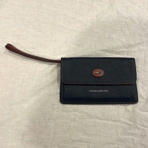 Dooney & Bourke NFL Patriots Milly Pebble Navy Blue Leather Wristlet Wallet